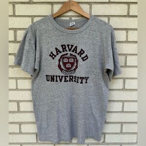 Harvard University vintage tee tshirt Champion shirt L Large heather gray